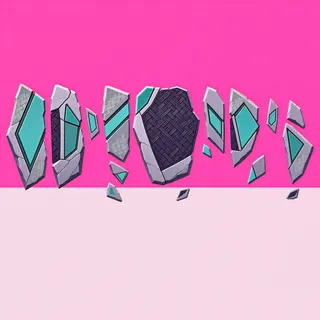 broken fragments, elongated arrangement