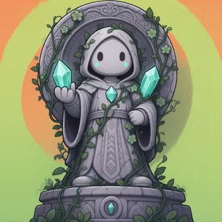 overgrown statue
