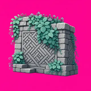 overgrown stone wall section