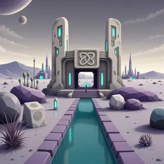 settlement entrance at dusk