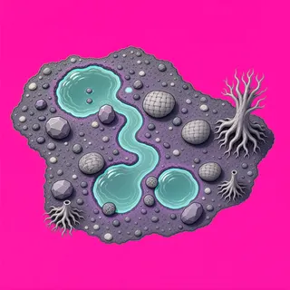 shallow puddle, irregular arrangement