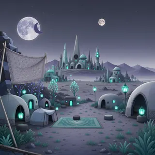 quiet camp at moonlit night