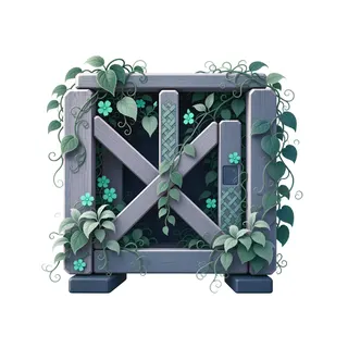 overgrown wooden crate