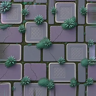 overgrown flat paving