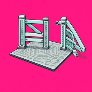 fence gate open, intact
