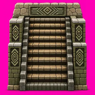 stairs downward, weathered