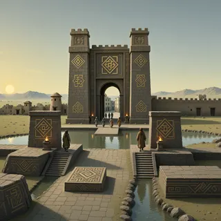 settlement entrance at daylight