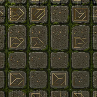 overgrown mossy paving