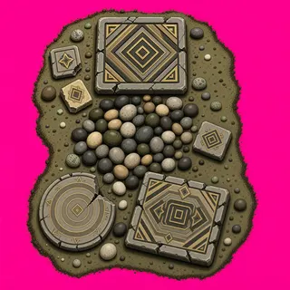 spilled pebbles, clustered arrangement