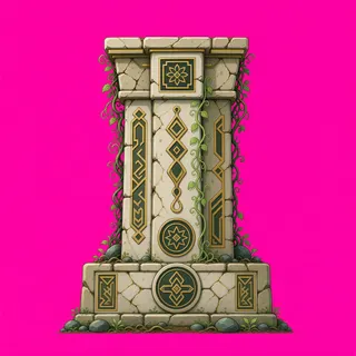 wall isolated pillar, overgrown