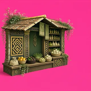 overgrown market stall