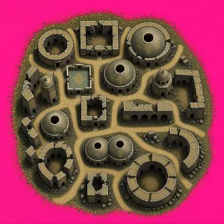 scattered grit, irregular arrangement