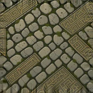 overgrown worn cobbles