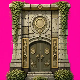 door closed, overgrown