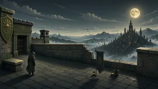border overlook at moonlit night