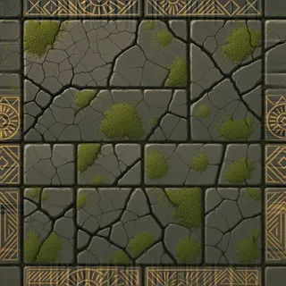 damaged mossy paving