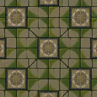 weathered mossy paving
