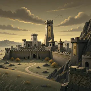 distant stronghold at dusk