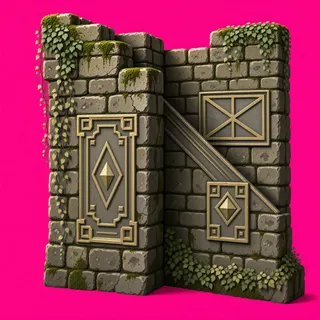 overgrown stone wall section