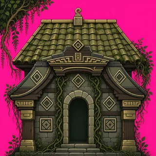 roof center, overgrown