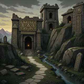 hidden shrine at overcast twilight