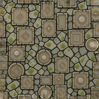 lichen-speckled stone rubble