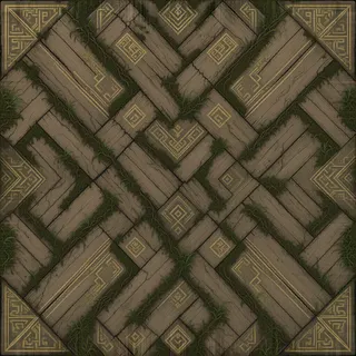 overgrown weathered plank floor