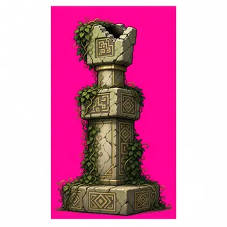 overgrown broken pillar