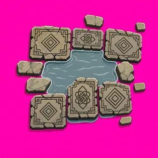 shallow puddle, irregular arrangement