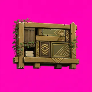 overgrown wooden crate