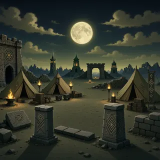 quiet camp at moonlit night