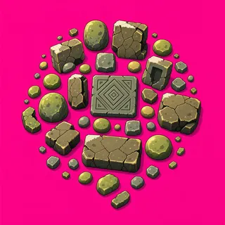 spilled pebbles, irregular arrangement