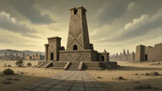 ancient landmark at overcast twilight