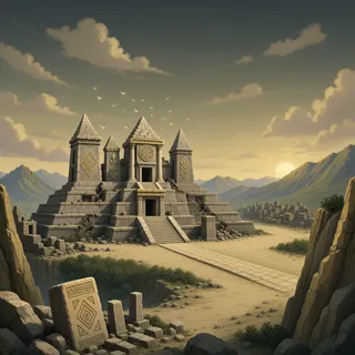 ancient landmark at dusk
