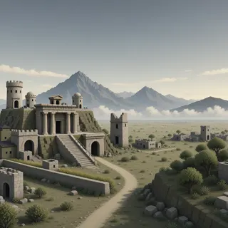 ancient landmark at overcast twilight