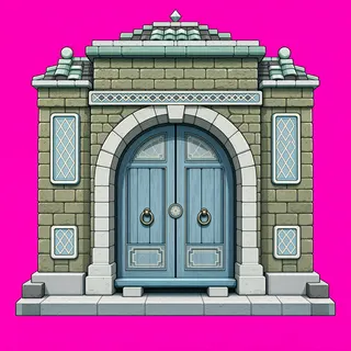 door closed, intact