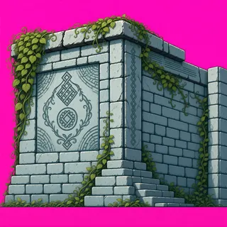 wall outer corner, overgrown