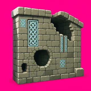 damaged stone wall section