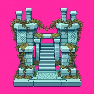 stairs upward, overgrown