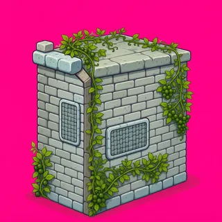 wall inner corner, overgrown