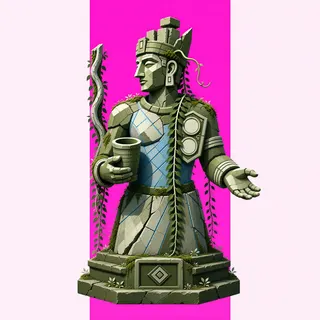 overgrown statue