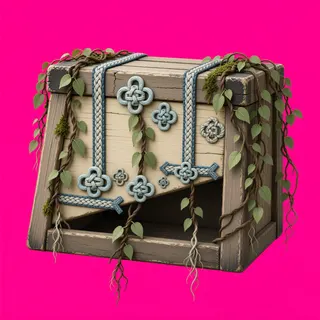 overgrown wooden crate