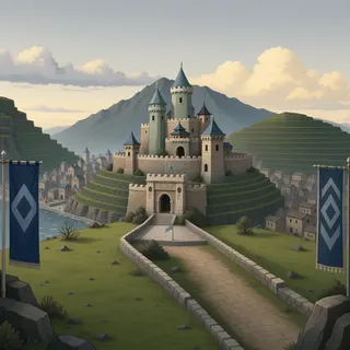 distant stronghold at dusk