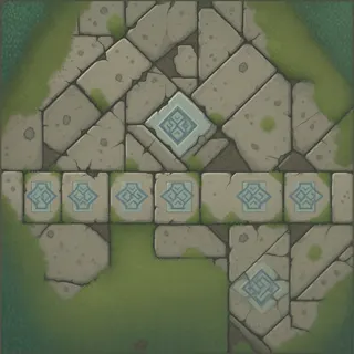 overgrown worn paving