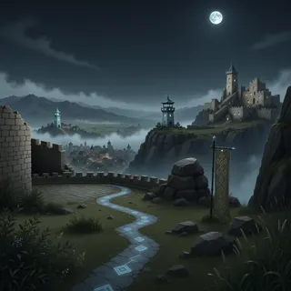 border overlook at moonlit night
