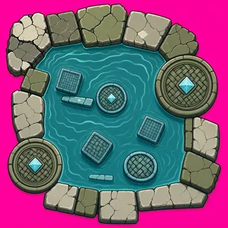 shallow puddle, irregular arrangement