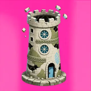 damaged watchtower