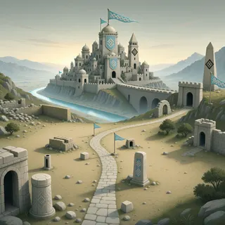 distant stronghold at daybreak