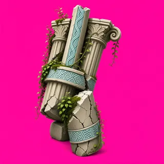 overgrown broken pillar