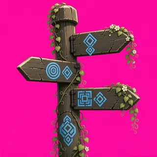 overgrown wayfinding sign without text